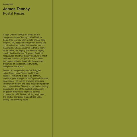 JAMES TENNEY - Postal Pieces LP