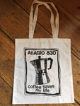 ADAGIO830 - coffee saves my life TOTE BAG WHITE